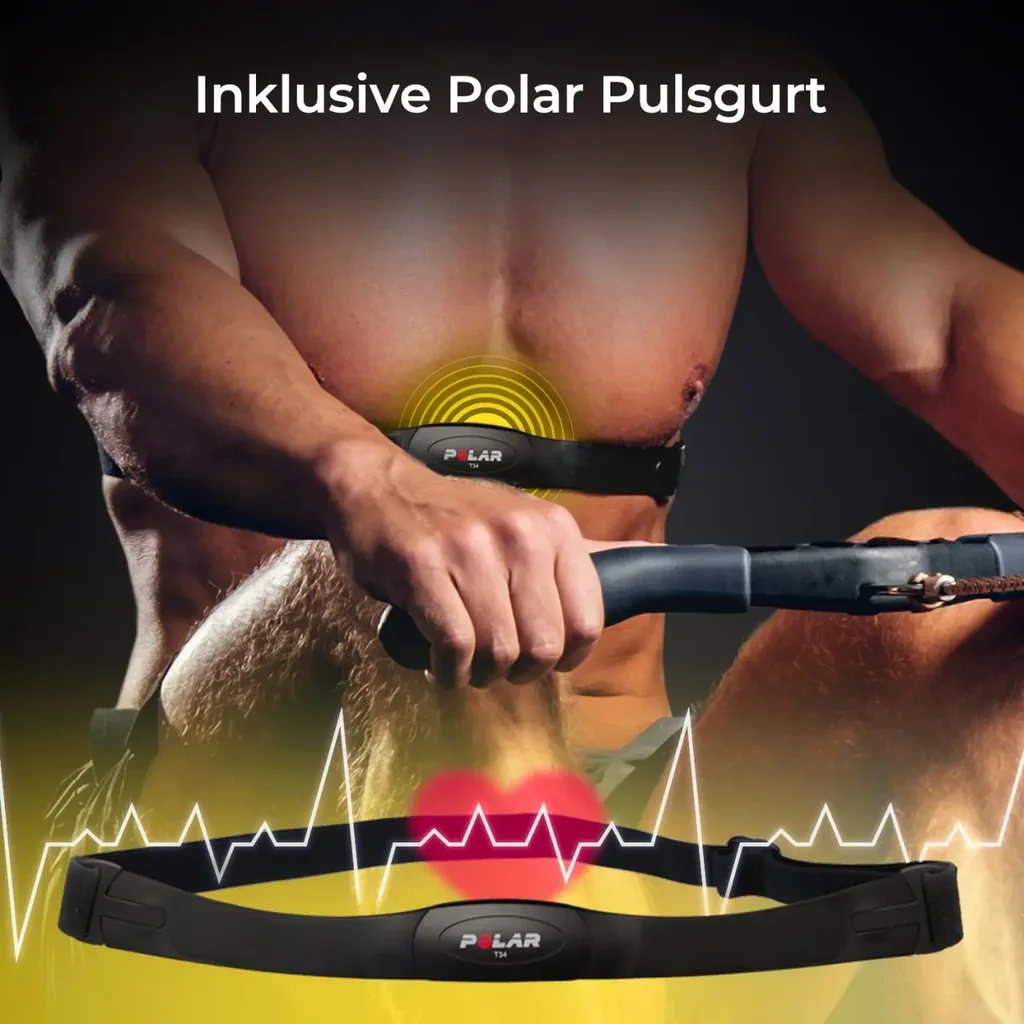AsVIVA Rudergerät RA10 Pro im Studio inklusive Polar Pulsgurt zur präzisen Herzfrequenzmessung beim Training