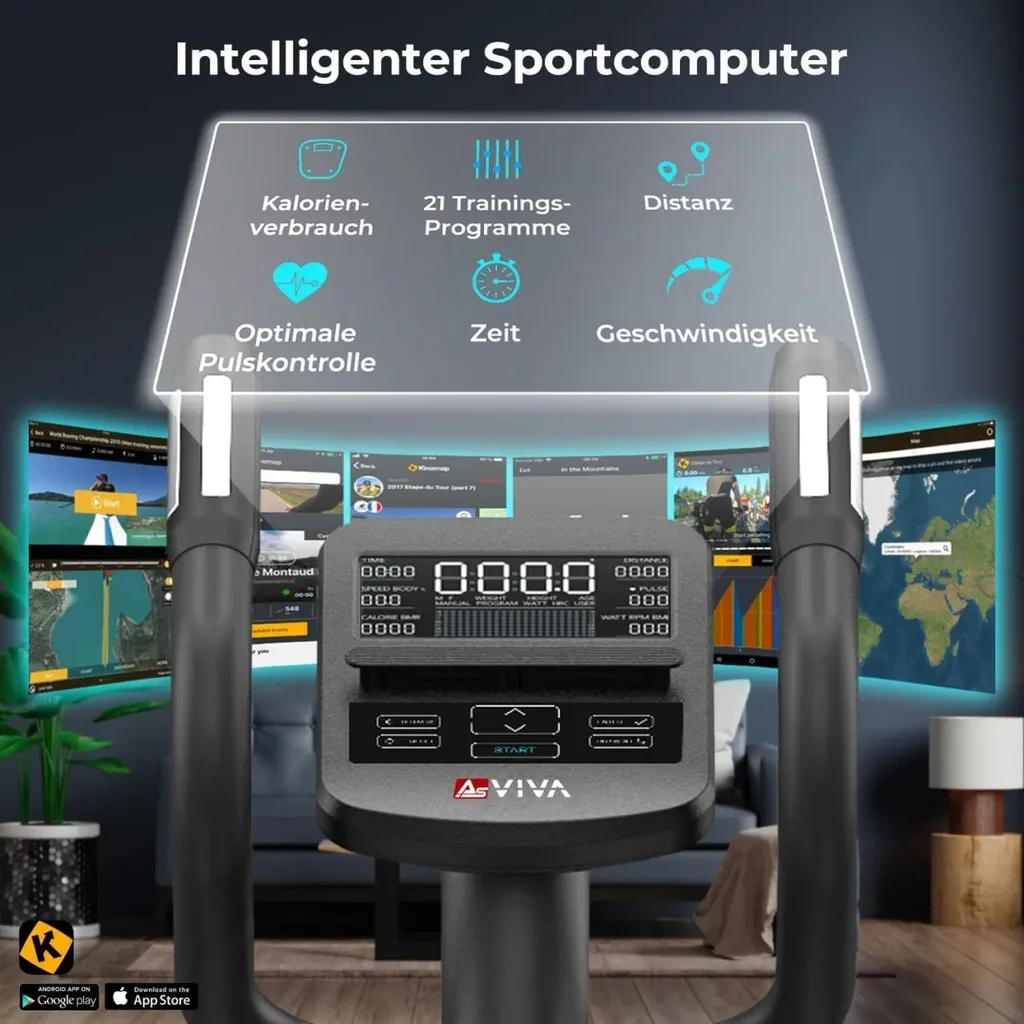 Sportcomputer mit Bluetooth & Kinomap-App-Anbindung