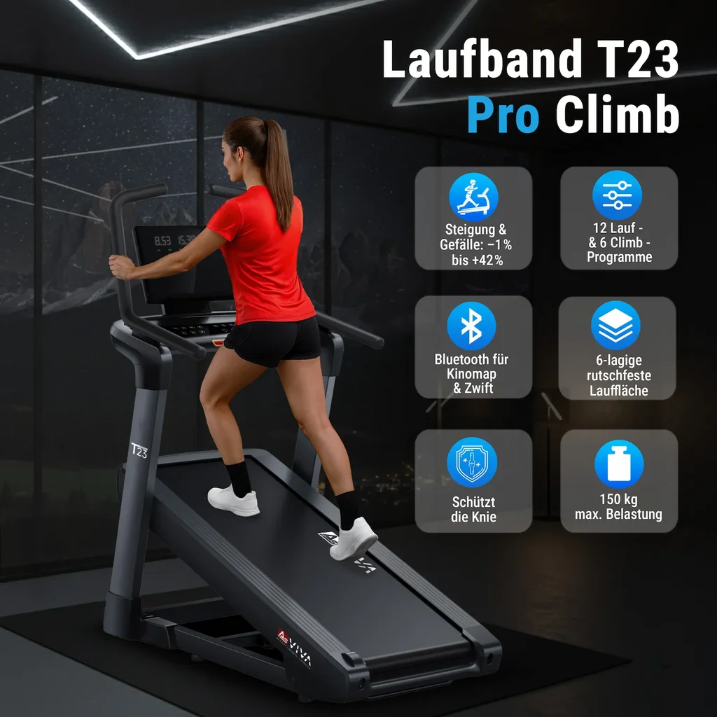 AsVIVA T23 Pro Climb Laufband – Ansicht des Geräts