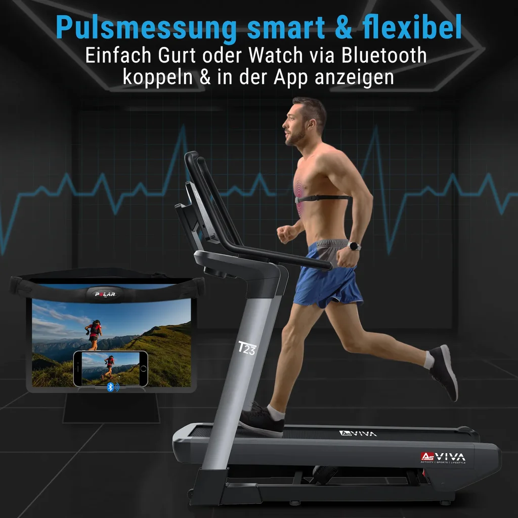 Bluetooth-Pulsmessung am AsVIVA T23 Pro Climb